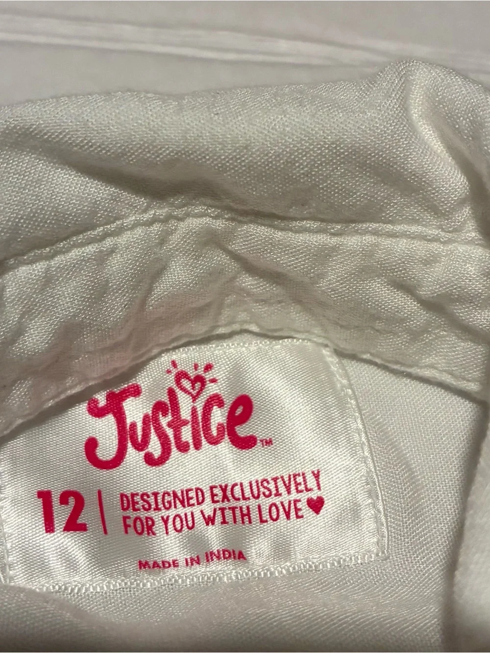 Justice White Lace Yoke Button-Up Blouse